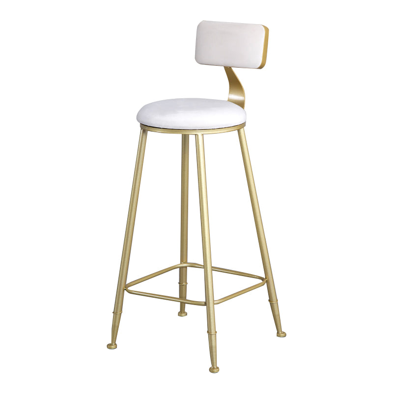 Glam Metal Upholstered Barstool Living Room Bar Stool with Low Back and Cushion