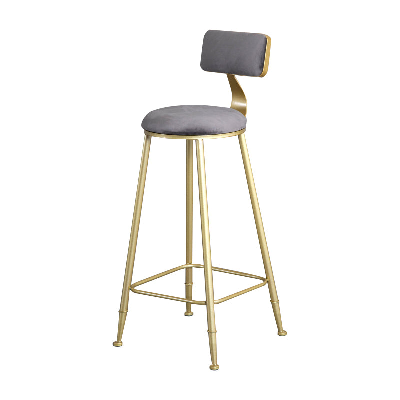 Glam Metal Upholstered Barstool Living Room Bar Stool with Low Back and Cushion
