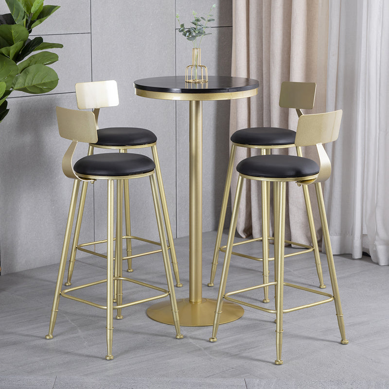 Glam Metal Upholstered Barstool Living Room Bar Stool with Low Back and Cushion