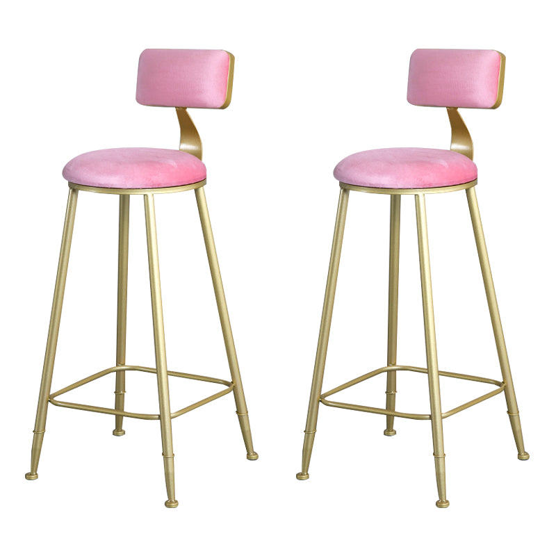Glam Metal Upholstered Barstool Living Room Bar Stool with Low Back and Cushion
