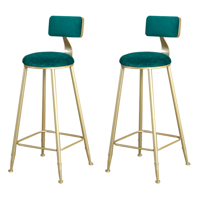 Glam Metal Upholstered Barstool Living Room Bar Stool with Low Back and Cushion