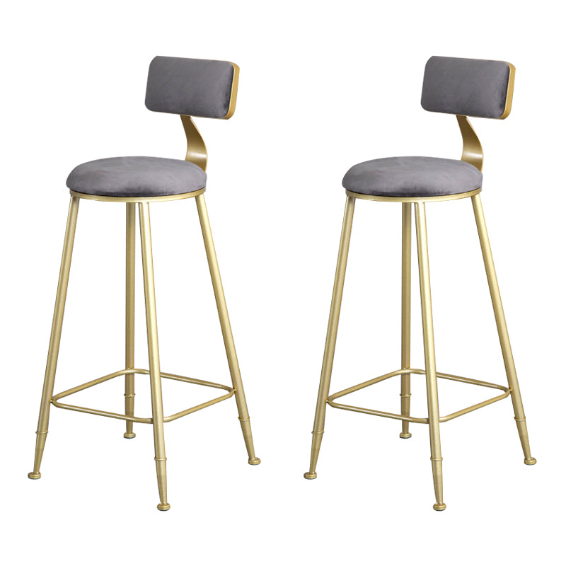 Glam Metal Upholstered Barstool Living Room Bar Stool with Low Back and Cushion