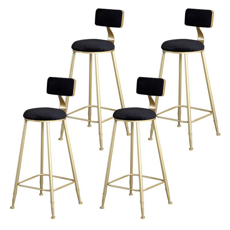 Glam Metal Upholstered Barstool Living Room Bar Stool with Low Back and Cushion