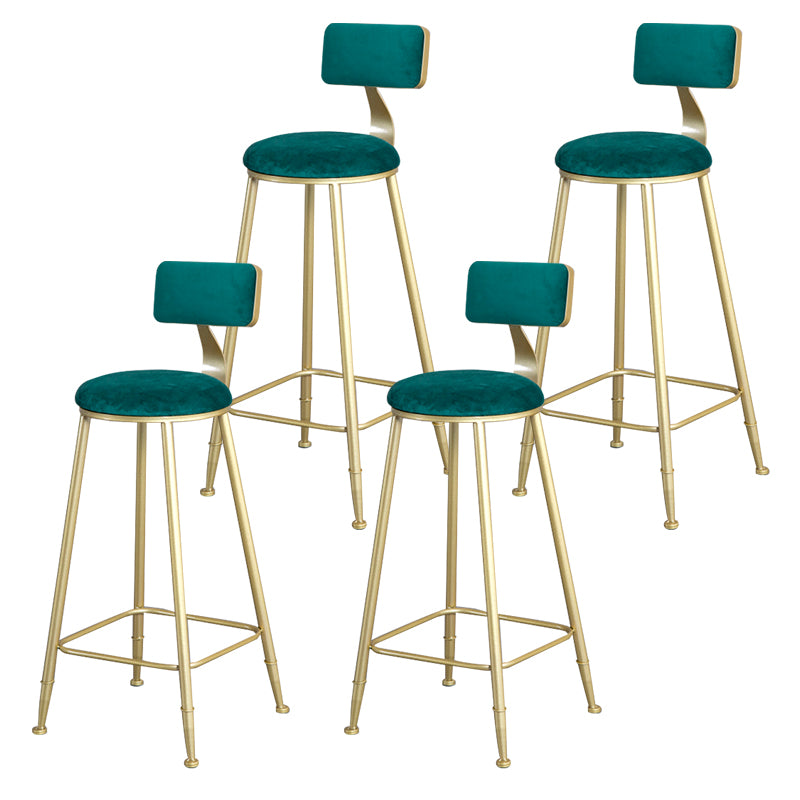 Glam Metal Upholstered Barstool Living Room Bar Stool with Low Back and Cushion