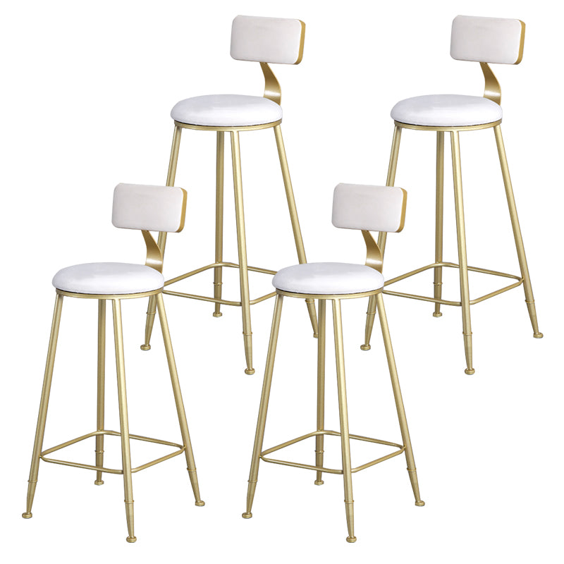 Glam Metal Upholstered Barstool Living Room Bar Stool with Low Back and Cushion
