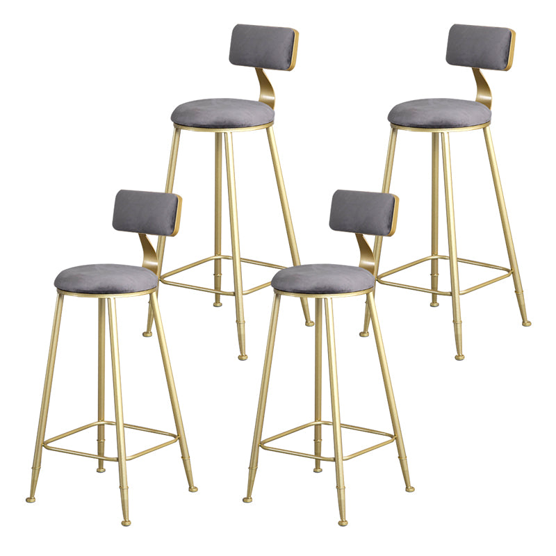 Glam Metal Upholstered Barstool Living Room Bar Stool with Low Back and Cushion