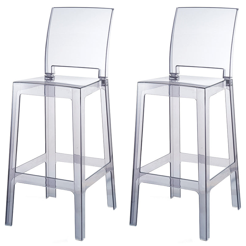 Acrylic Indoor Bar Stool Full Back Modern Square Arm-less Counter Stool