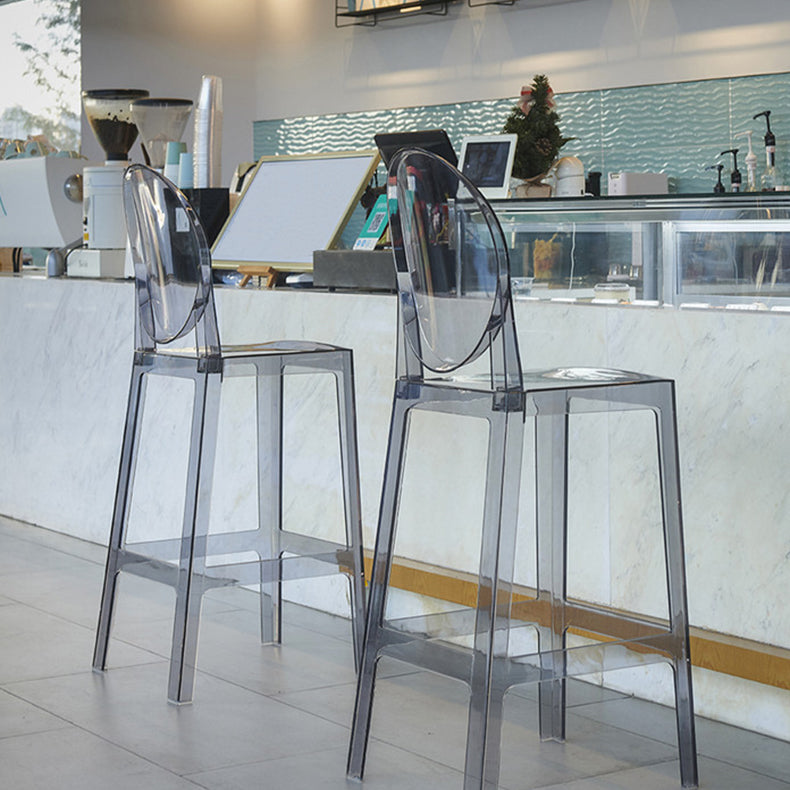Acrylic Indoor Bar Stool Full Back Modern Square Arm-less Counter Stool