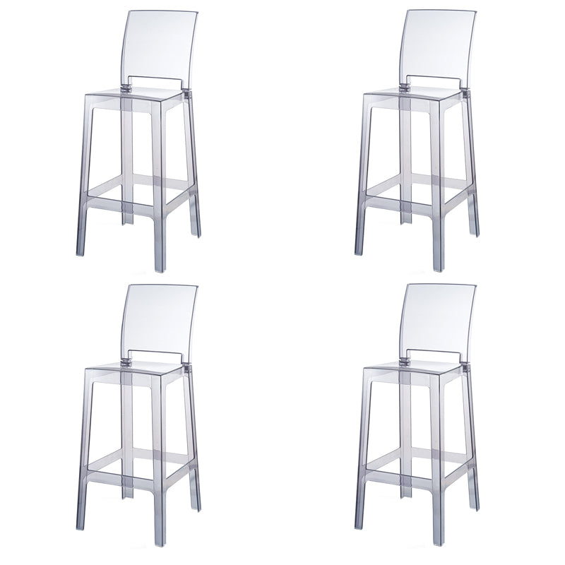 Acrylic Indoor Bar Stool Full Back Modern Square Arm-less Counter Stool