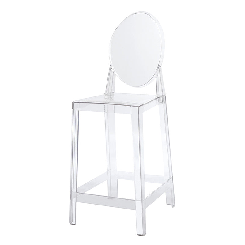 Acrylic Indoor Bar Stool Full Back Modern Square Arm-less Counter Stool