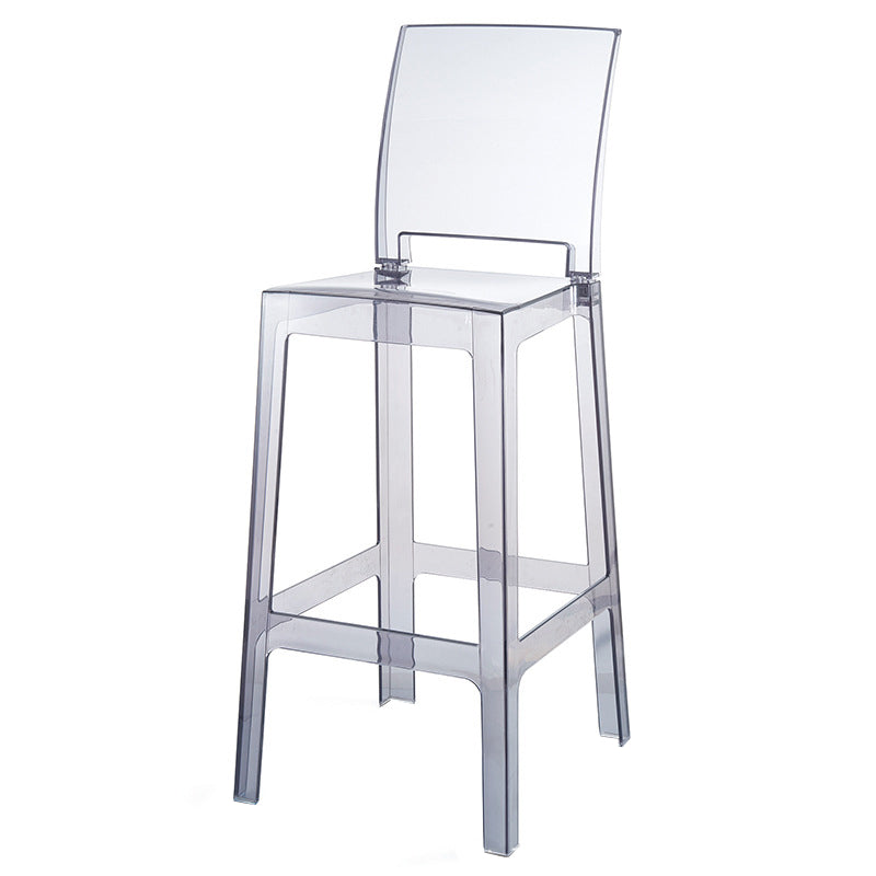 Acrylic Indoor Bar Stool Full Back Modern Square Arm-less Counter Stool