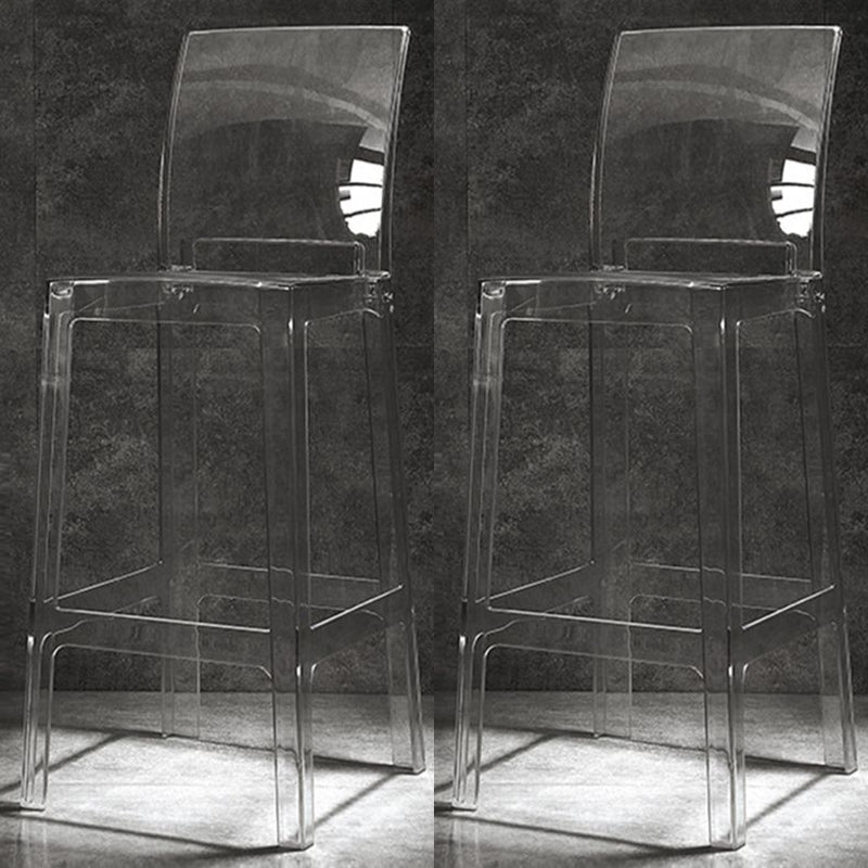 Acrylic Indoor Bar Stool Full Back Modern Square Arm-less Counter Stool