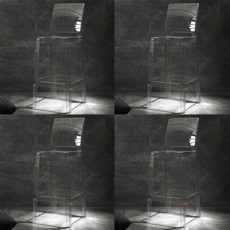 Acrylic Indoor Bar Stool Full Back Modern Square Arm-less Counter Stool