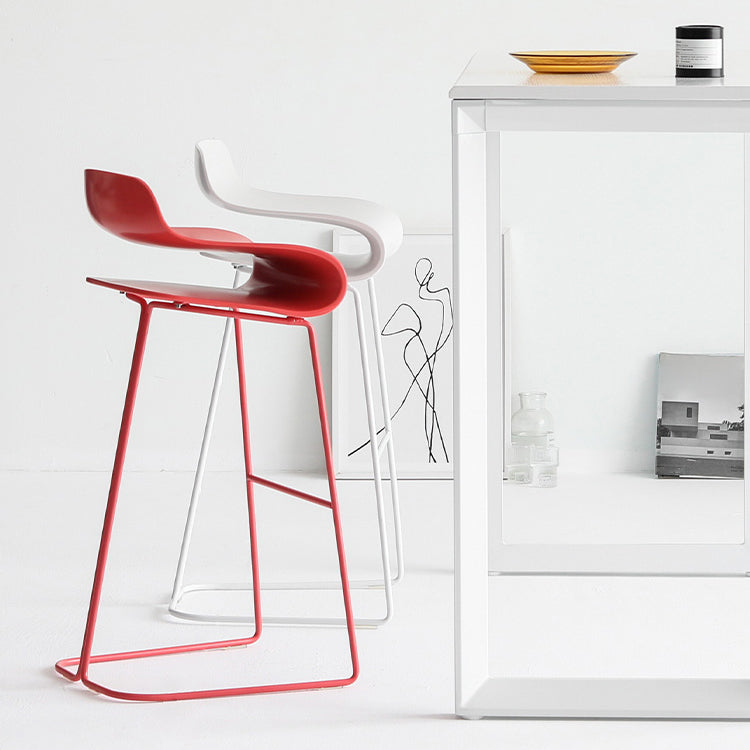 Moderner Thekenhocker ohne Armlehnen, Stahl-Café-Barhocker mit Kunststoffsitz