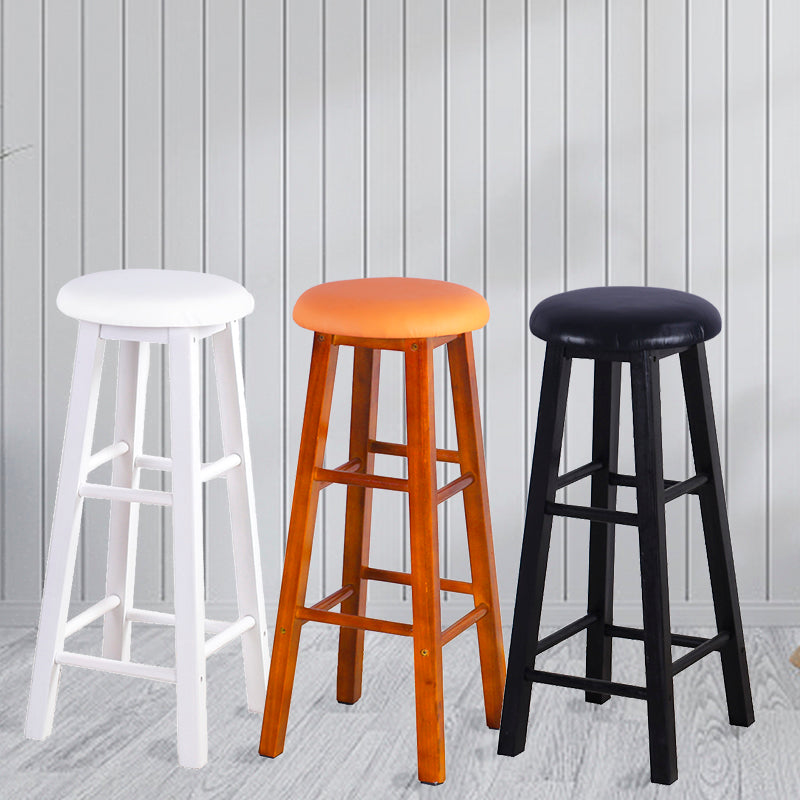 Modern Armless Backless Counter Stool Wood Cashier Bar Stool with Wooden Seat