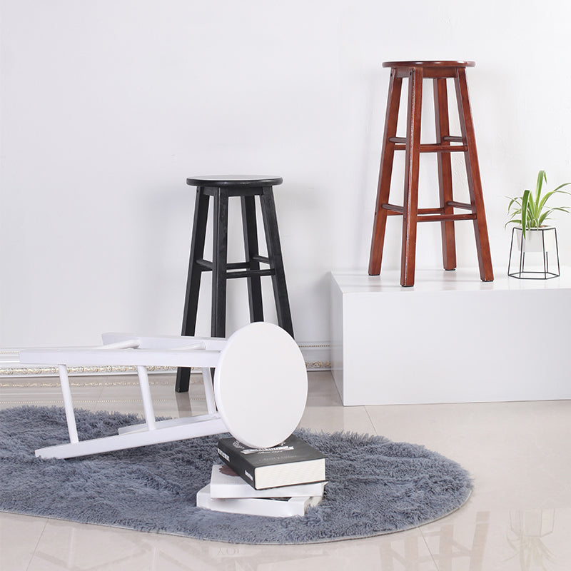Modern Armless Backless Counter Stool Wood Cashier Bar Stool with Wooden Seat