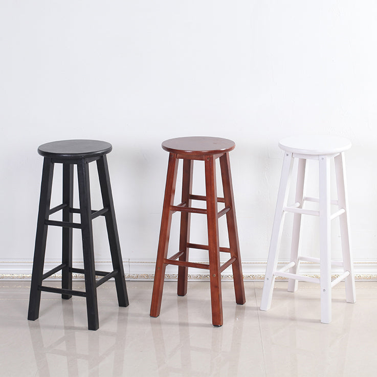 Modern Armless Backless Counter Stool Wood Cashier Bar Stool with Wooden Seat