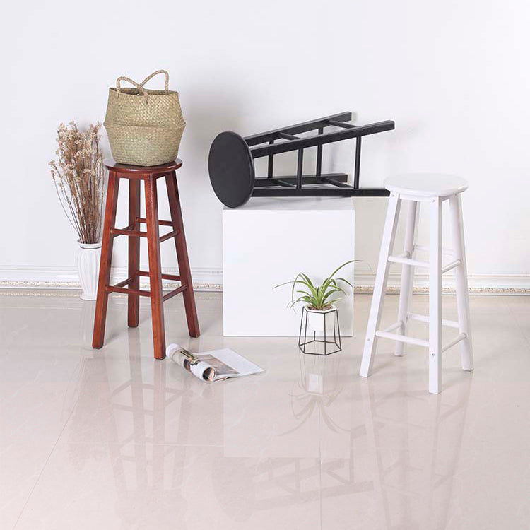 Modern Armless Backless Counter Stool Wood Cashier Bar Stool with Wooden Seat