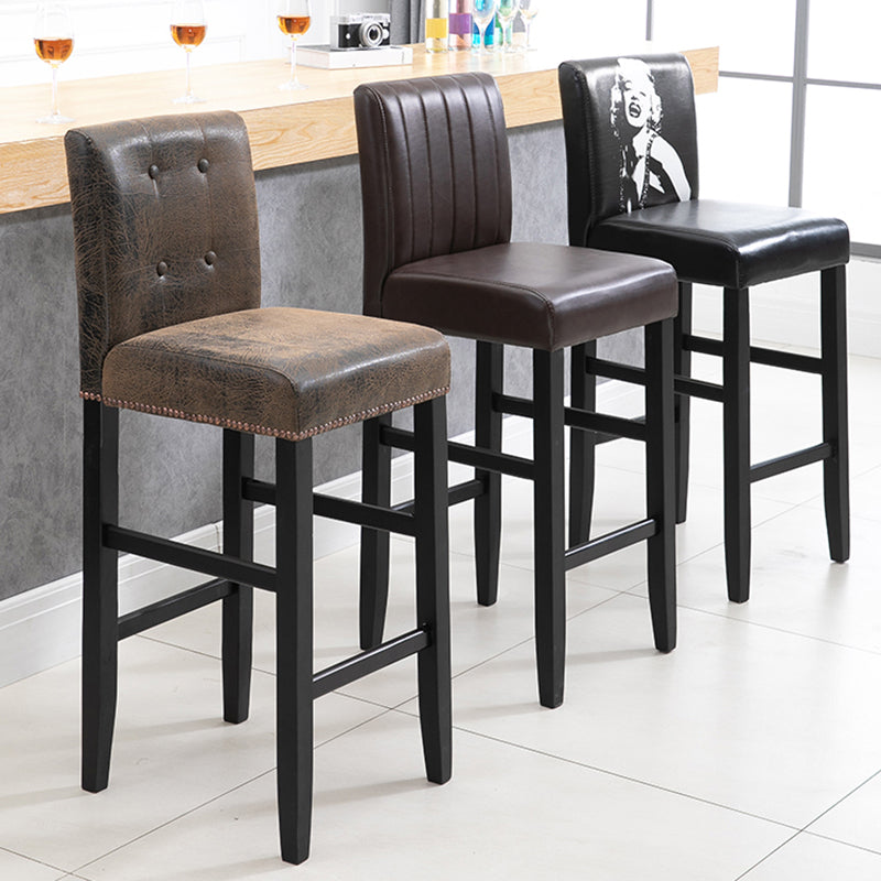 Contemporary Leather Solid Wood Barstool Bristol Bar Stool with Low Back