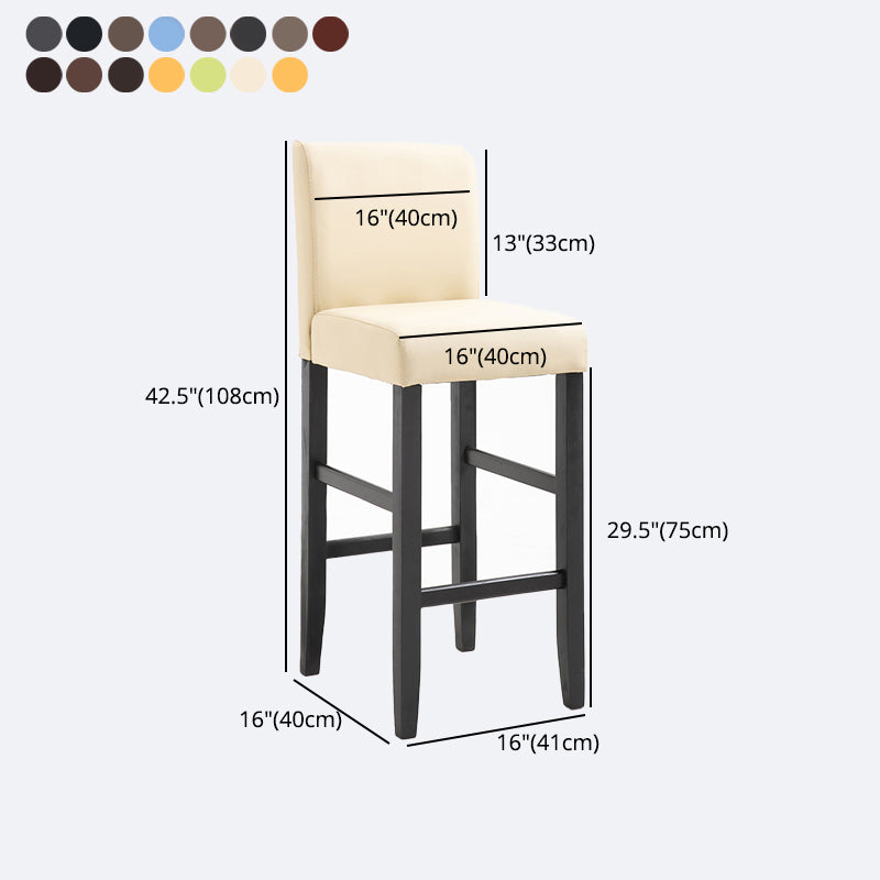 Contemporary Leather Solid Wood Barstool Bristol Bar Stool with Low Back