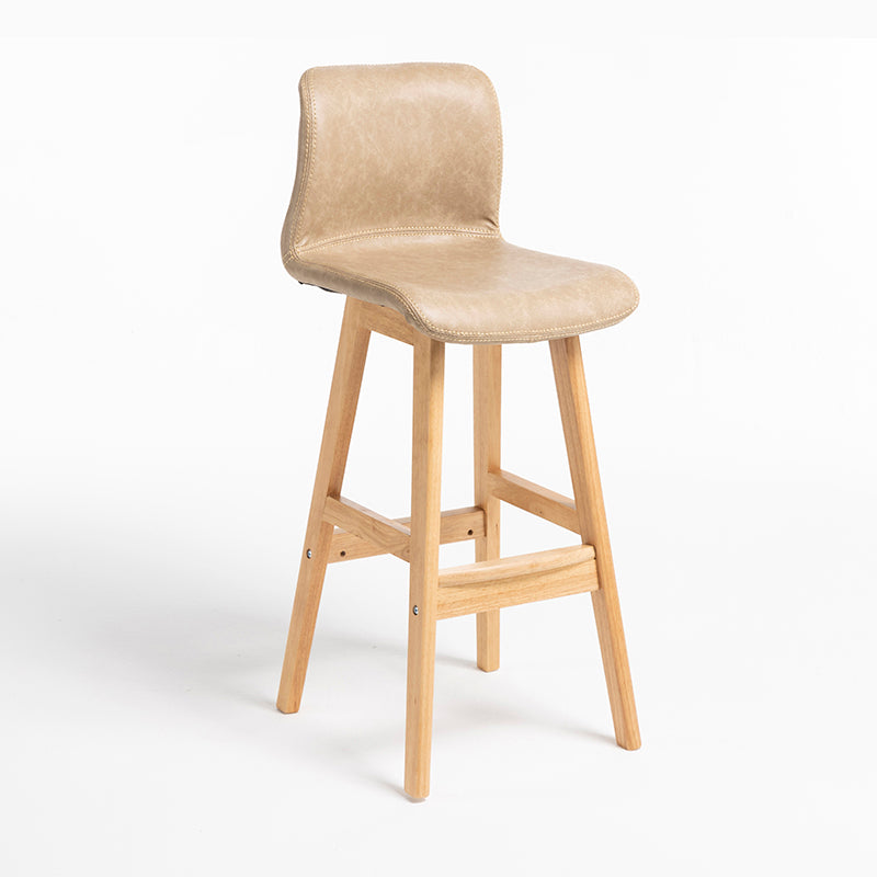 Zeitgenössische Leder-Massivholz-Barhocker Bristol Barhocker mit niedriger Rückenlehne