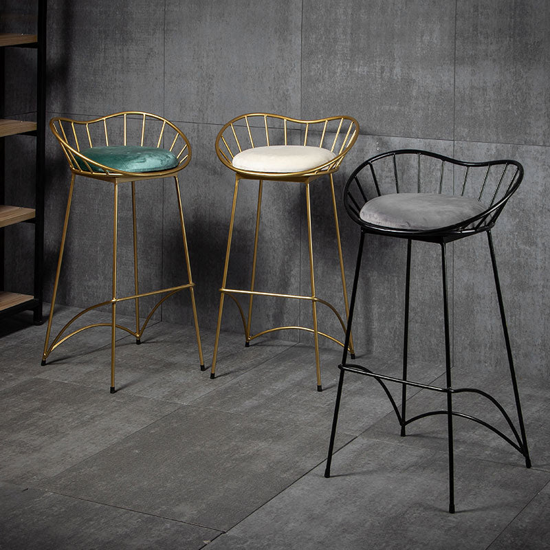 Modern Style Iron Bar Stool Low Back with Footrest Living Room Simple Bar Stool 30 Inches