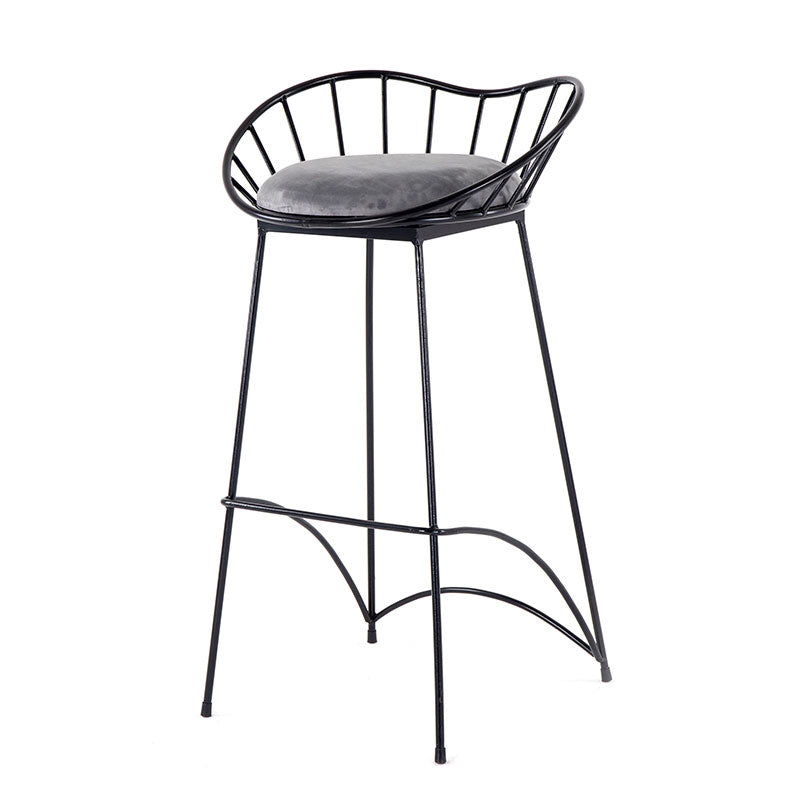 Modern Style Iron Bar Stool Low Back with Footrest Living Room Simple Bar Stool 30 Inches