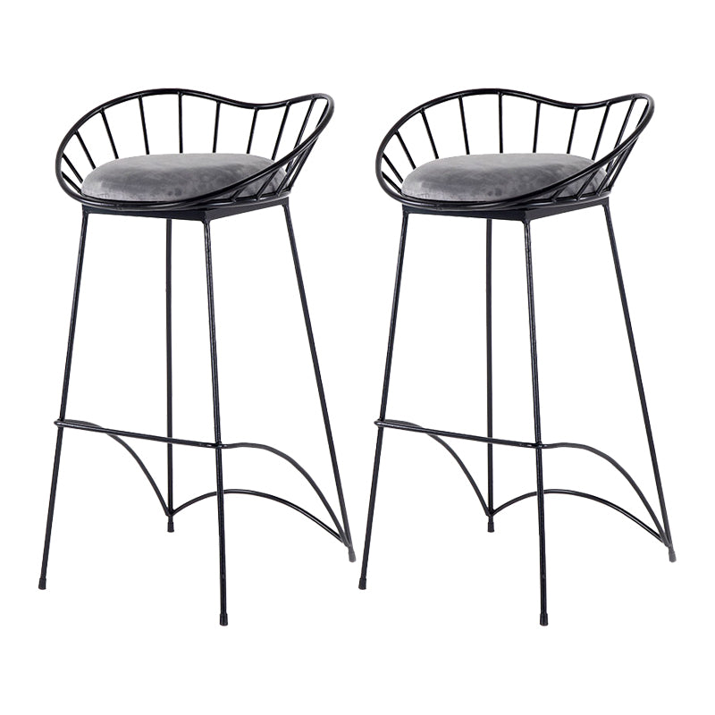Modern Style Iron Bar Stool Low Back with Footrest Living Room Simple Bar Stool 30 Inches