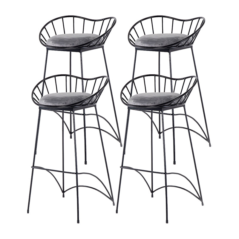 Modern Style Iron Bar Stool Low Back with Footrest Living Room Simple Bar Stool 30 Inches