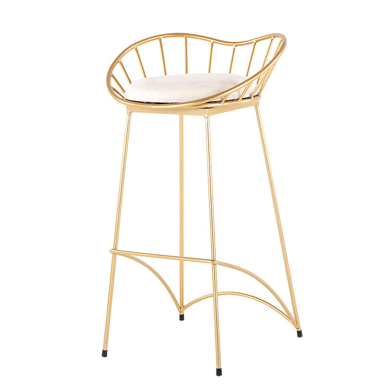 Modern Style Iron Bar Stool Low Back with Footrest Living Room Simple Bar Stool 30 Inches