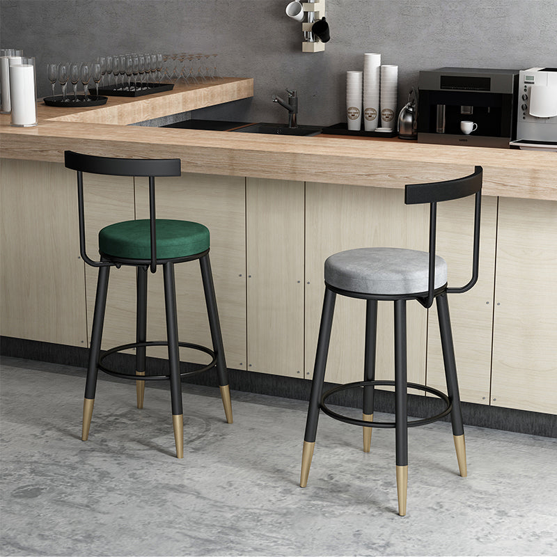 Modern Style Iron Bar Stool Low Back and Footrest Living Room Simple Bar Stool