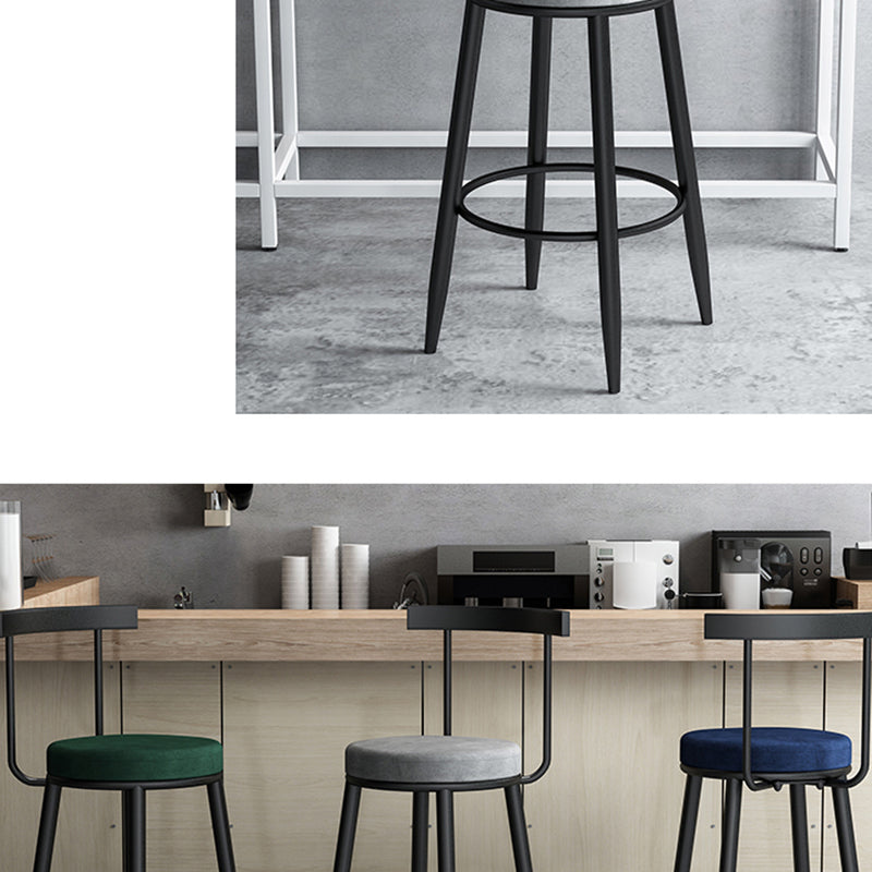 Modern Style Iron Bar Stool Low Back and Footrest Living Room Simple Bar Stool