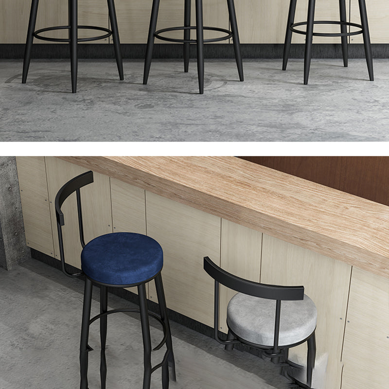 Modern Style Iron Bar Stool Low Back and Footrest Living Room Simple Bar Stool