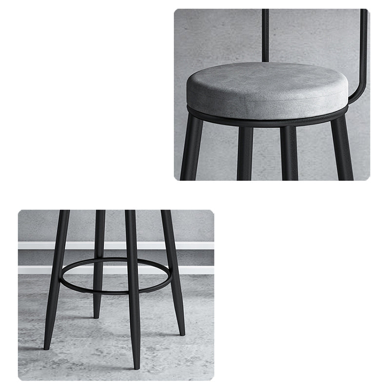 Modern Style Iron Bar Stool Low Back and Footrest Living Room Simple Bar Stool