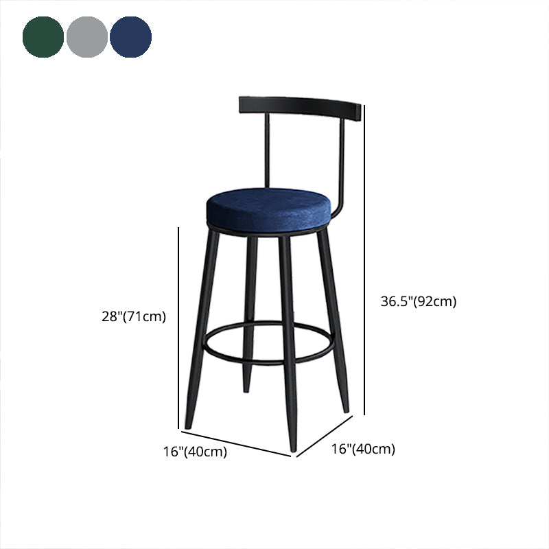 Modern Style Iron Bar Stool Low Back and Footrest Living Room Simple Bar Stool