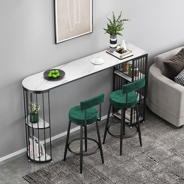 White Glam Style Table in Metal and Wood Milk Tea Shop Bar Table