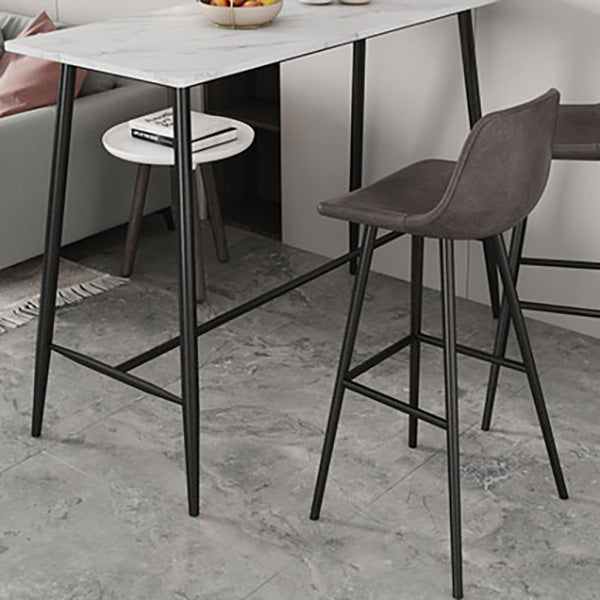 Modern Marble Pub Table with Rectangle Table Top Black Trestle Table - 42" H