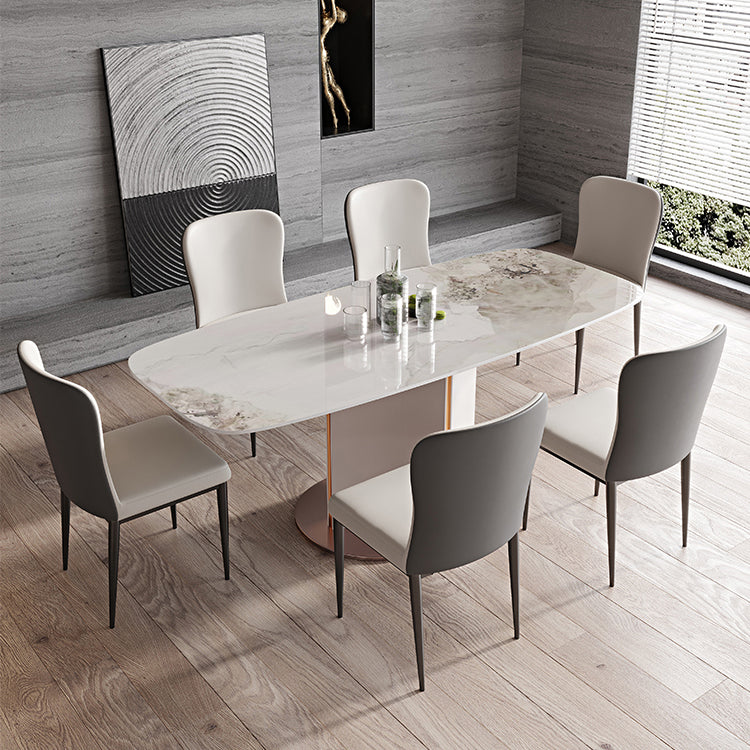 dern 1/2/3/5/7 Pieces Dining Set Sintered Stone Dining Table Set with Leather Chairs