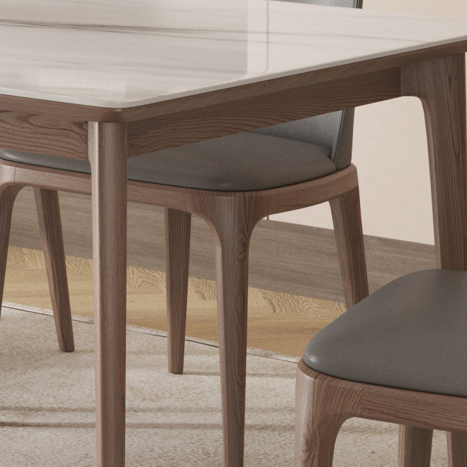 Modern 1/4/5/6/7 Pieces Dining Set Sintered Stone Dining Table Set with Wood Legs for Home