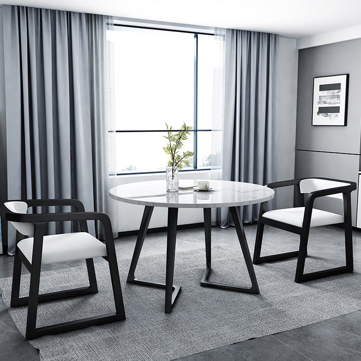 Mesa de piedra con pedestal doble, mesa de comedor de estilo industrial para interiores