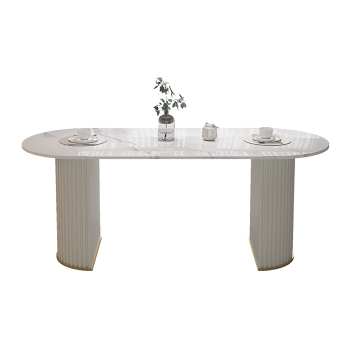 Traditionele luxe eettafel Ovaal Dubbele voetstuk Dining Site Tafel voor eetkamer