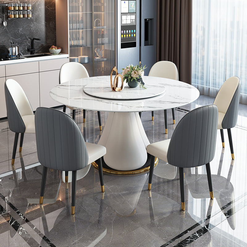 Traditional Luxury Round Dining Table Pedestal Dining Room Collection with Turntable