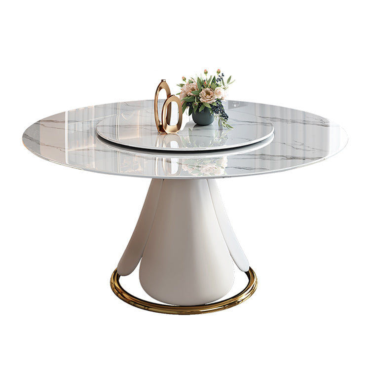 Traditional Luxury Round Dining Table Pedestal Dining Room Collection with Turntable