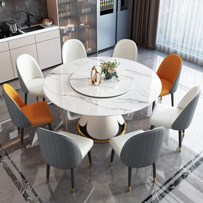 Traditional Luxury Round Dining Table Pedestal Dining Room Collection with Turntable