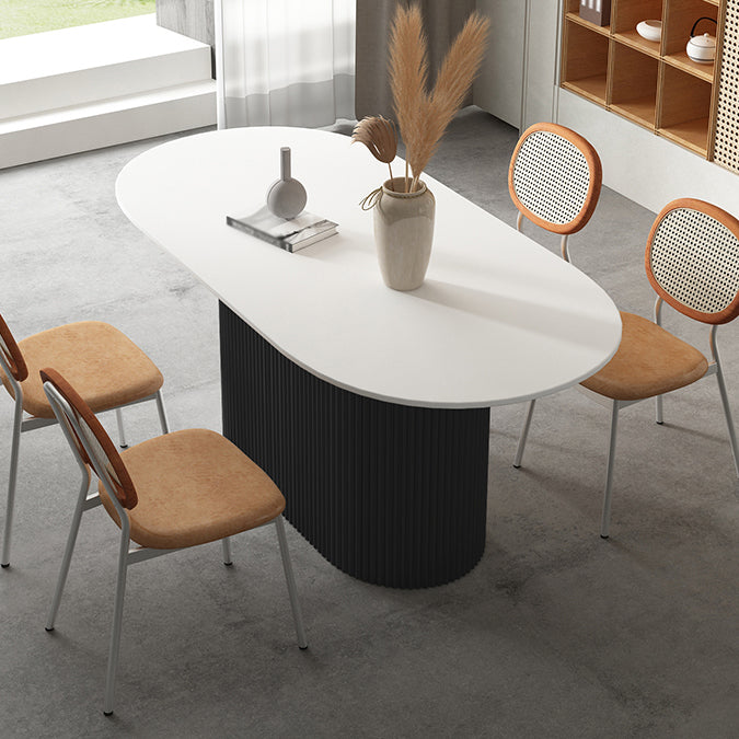 Muebles con base de pedestal, colección de comedor ovalada de estilo sencillo para el hogar