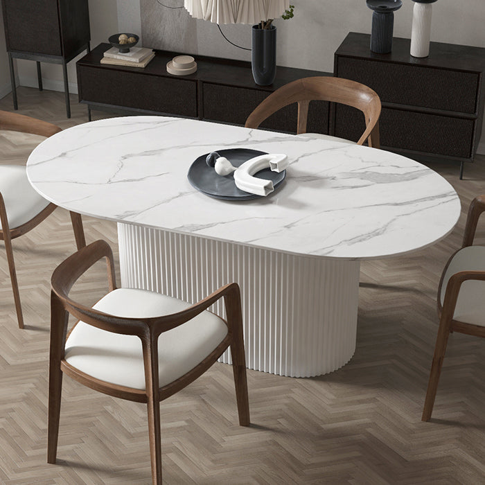 Muebles con base de pedestal, colección de comedor ovalada de estilo sencillo para el hogar