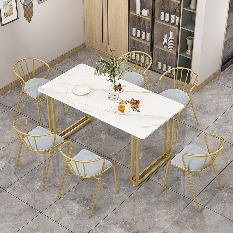 Mesa de comedor de piedra sinterizada Mesa trineo de lujo tradicional con marco dorado