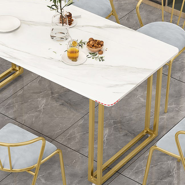 Mesa de comedor de piedra sinterizada Mesa trineo de lujo tradicional con marco dorado