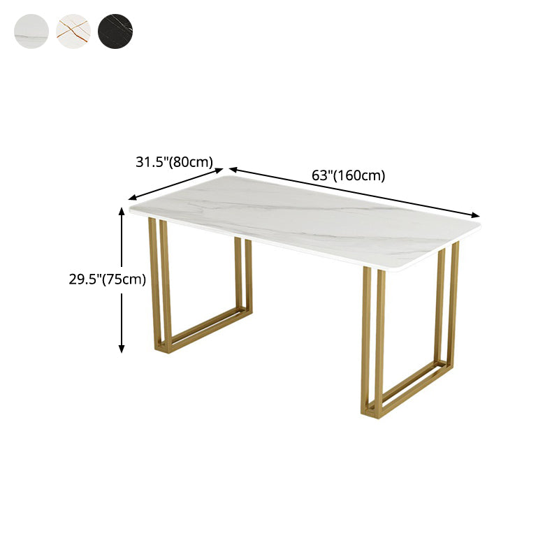 Mesa de comedor de piedra sinterizada Mesa trineo de lujo tradicional con marco dorado