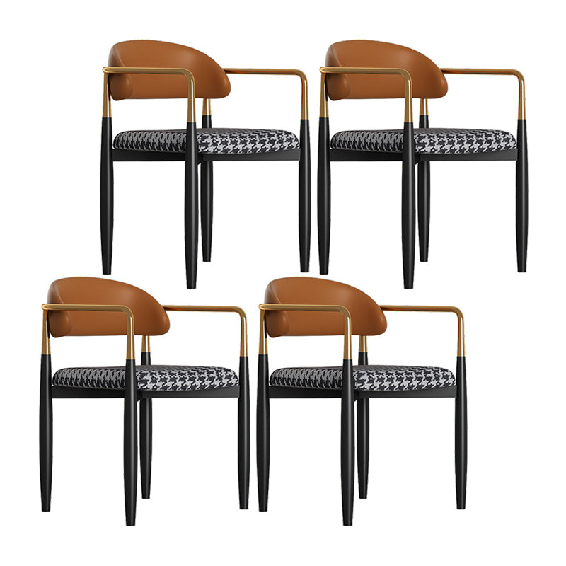 Contemporary Upholstered Home Arm Chair Open Back Matte Finish Dining Chair